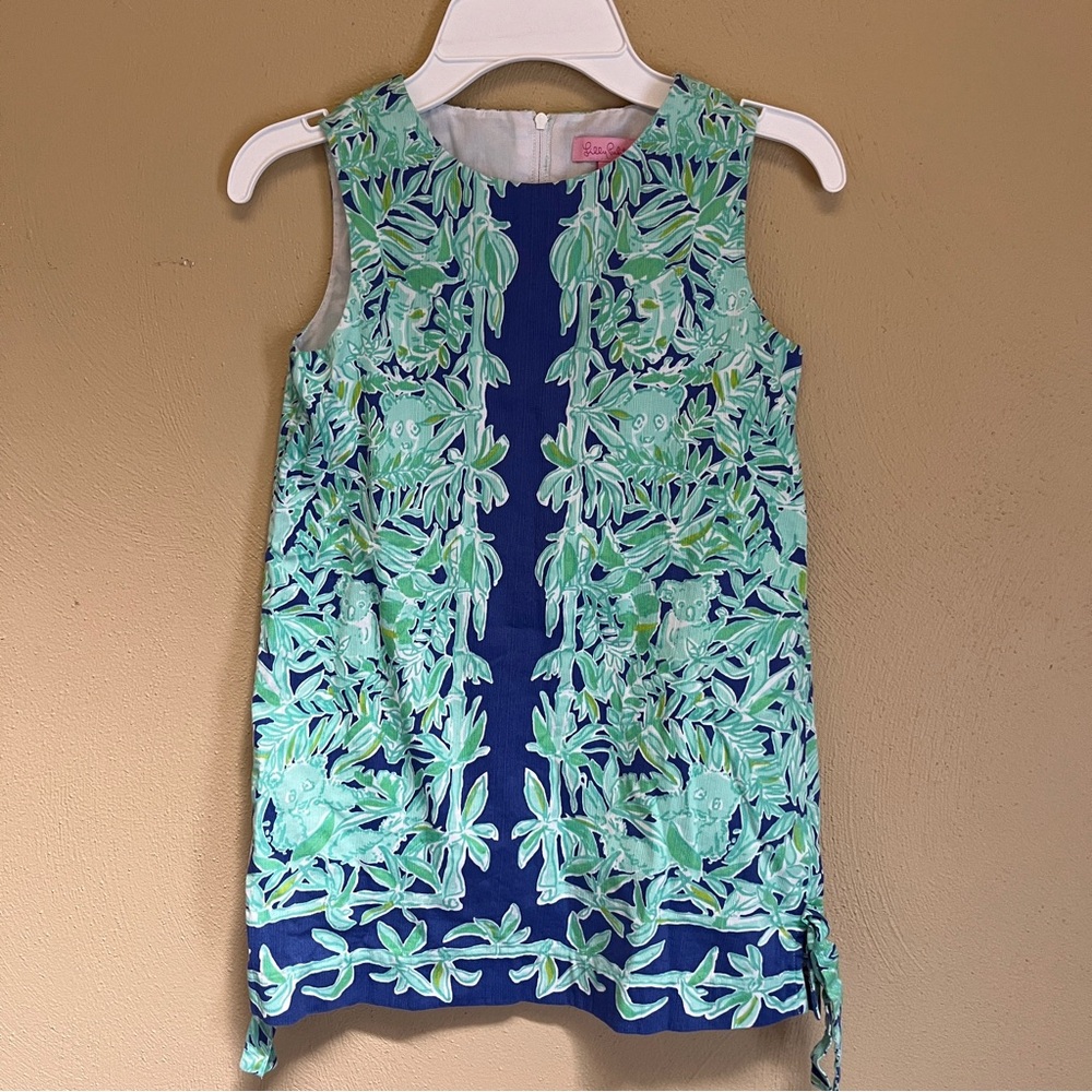 Relisted Lilly Pulitzer kids shift dress crepe material panda & bamboo pattern 7